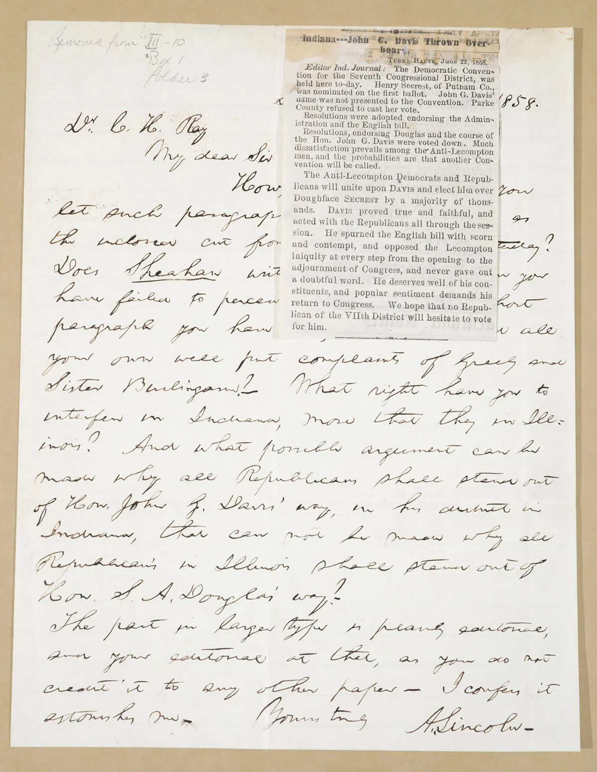 Abraham Lincoln Letter